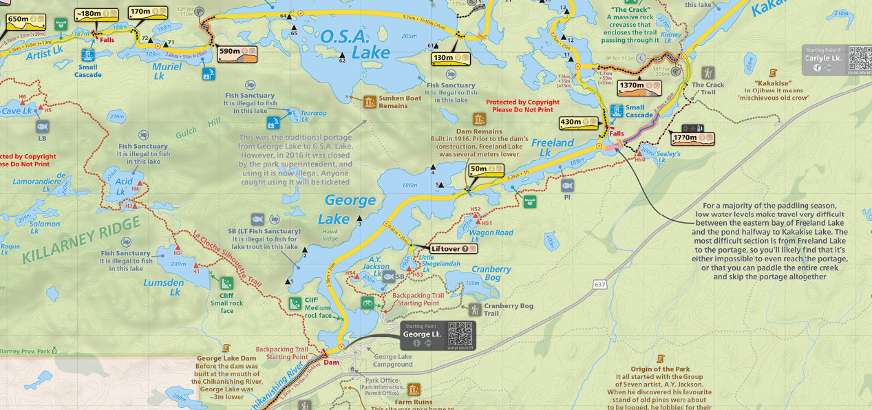 Jeff's Killarney Paddling Map